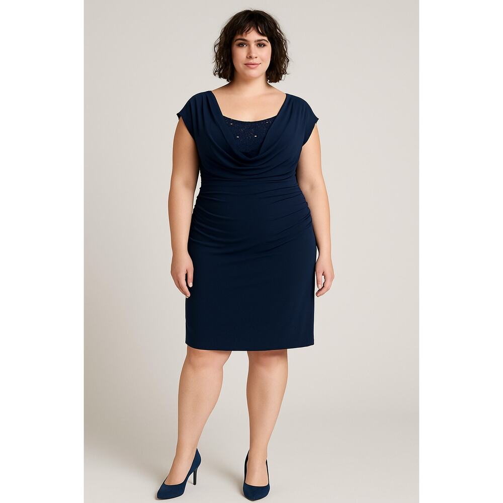 Jones New York Navy Draped Sequin Sheath Dress | Women’s 14 Misses‎